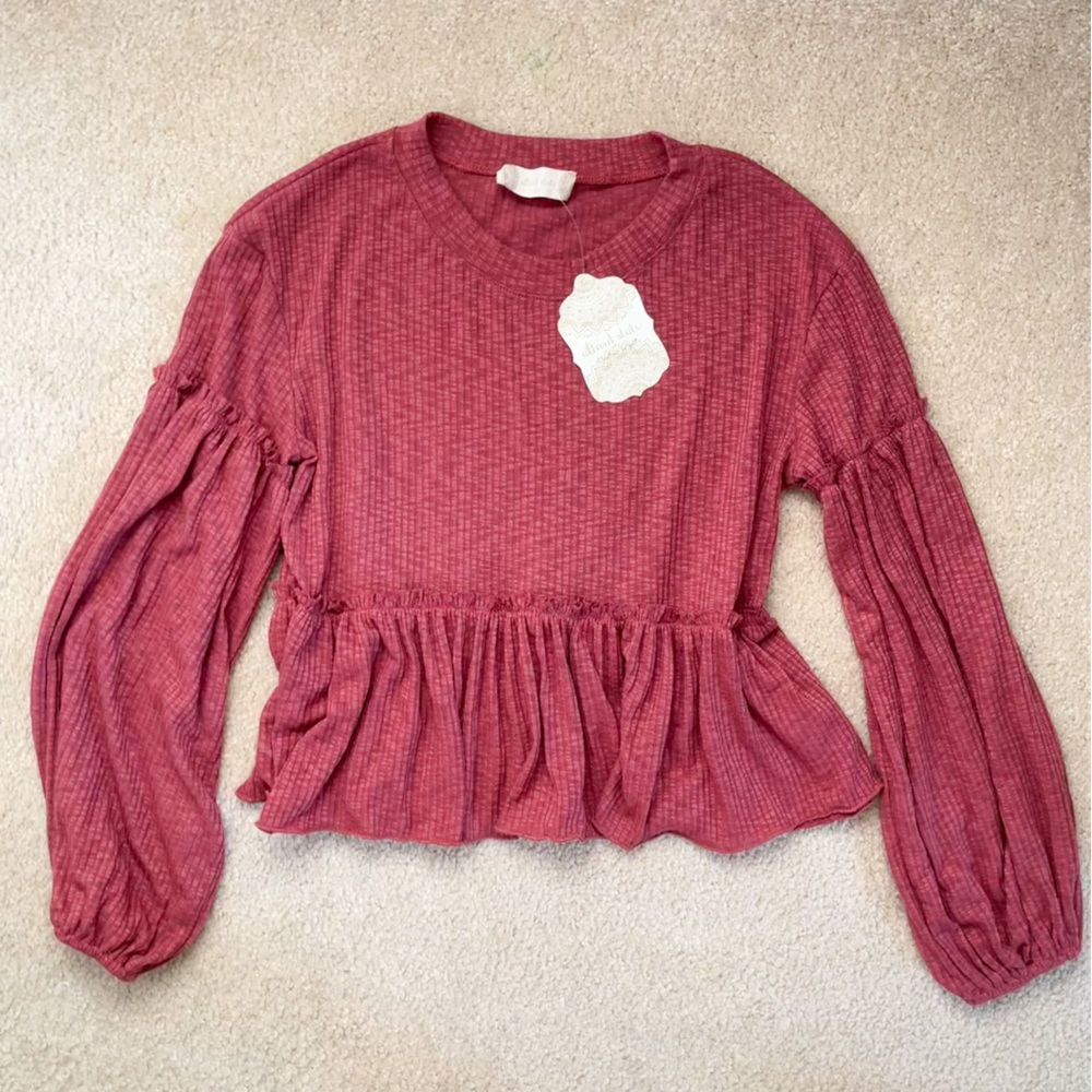 NWT Altar’d State Long Sleeve Ruffle Top